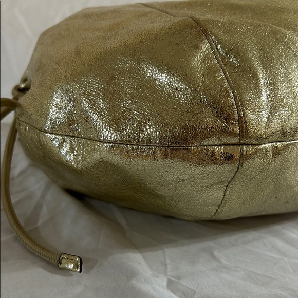 Coach 20384E Poppy Gold metallic Hobo Shoulder Bag tote - Picture 6 of 11